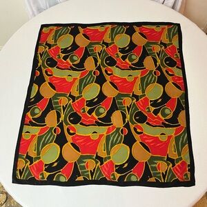 2/$20 - Colourful Striking Silk Scarf - 32.5 x 30”, Abstract Design